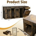 thumbnail image 4 of Multi- Functional Dog Crate Furniture for 2 Dogs with Divider and Sliding Doors, Large Dog Kennel with Storage Drawer and Tilt Out Trash Cabinet,Rustic Brown, 4 of 8