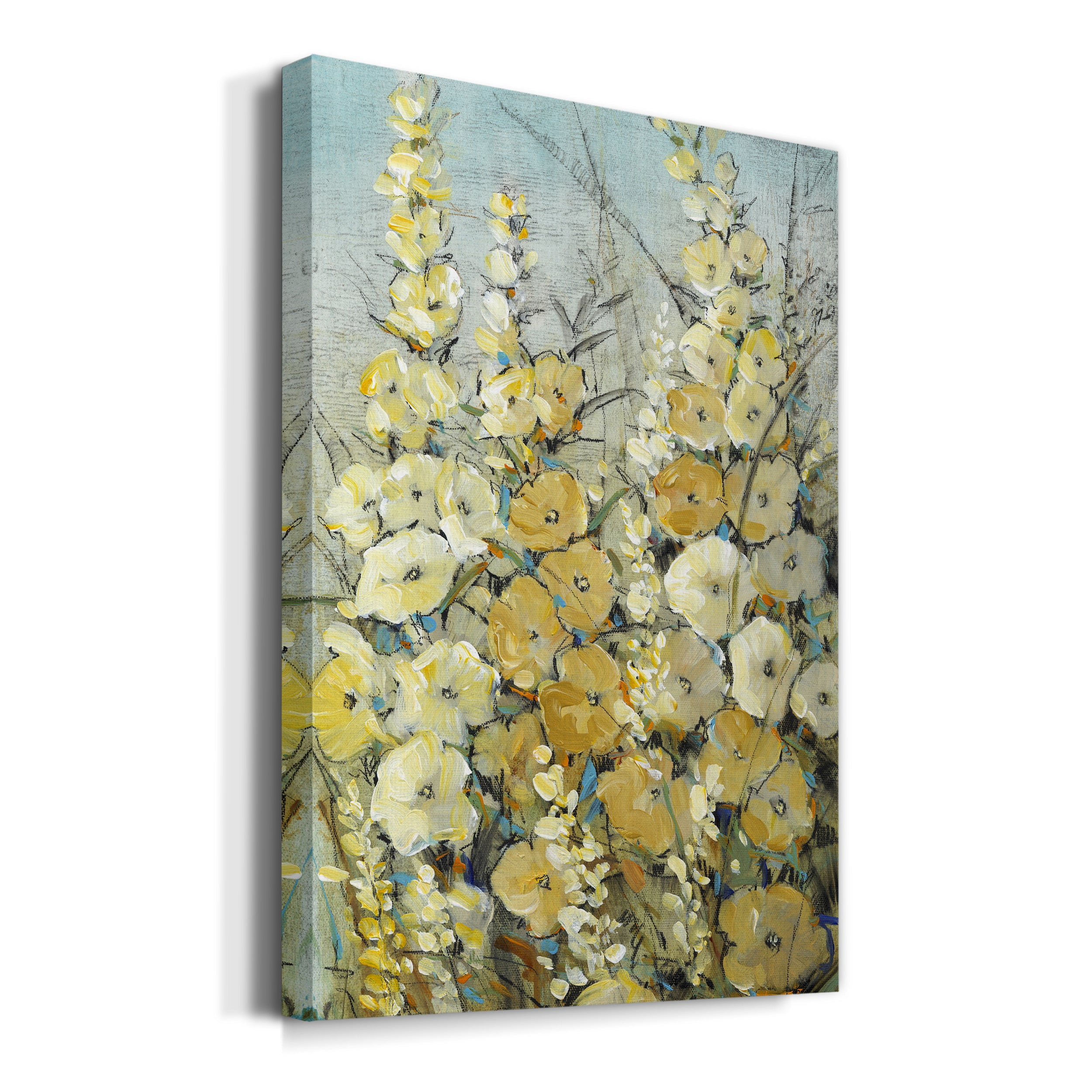 Cluster of Hollyhock II Premium Gallery Wrapped Canvas - Ready to Hang