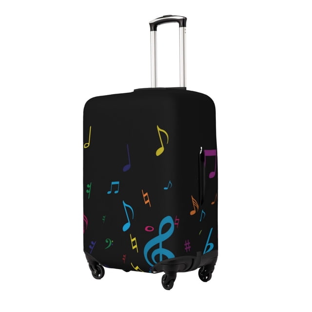 Sikiie Color Musical Notes for Elastic Luggage Case, Zippered Buckle Suitcase Cover, Suitable for Travel, Business Trip, Unisex-Small