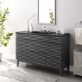 thumbnail image 2 of Single Sink Vanity Cabinet, Dark Grey Gray, Wood, Mid Century Hotel Bedroom Bathroom, Modern Contemporary HB33682, 2 of 11