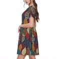 thumbnail image 2 of Haiem Autumn Leaves Pattern Women's Short-Sleeve Scoop Neck Swing Dress, 2 of 6