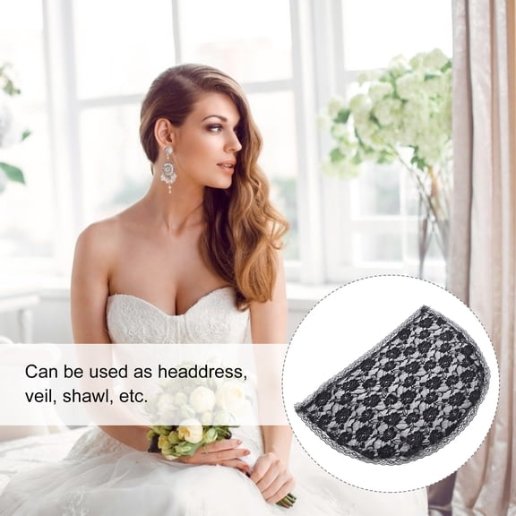 ELAYARD Black Bridal Lace Veil with Comb Short Elegant Wedding Veil for Catholic Church Use