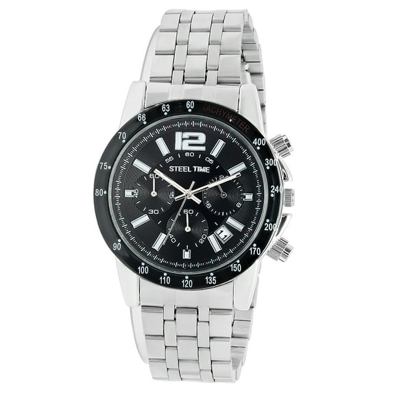 Black & Stainless Steel Chronograph Watch