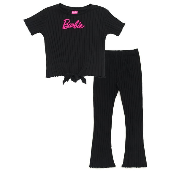 Barbie Cropped Ribbed T-Shirt and Flare Pants Outfit Set Toddler to Big Kid