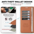thumbnail image 4 of Case For Apple iPhone 17 6.3 inch,RFID Blocking，Split PU Leather Detachable 2 In 1 Flip Folio Wallet With Multi-Card Slots,Wristband，Kickstand Magnetic Protective Cover,Brown,For iPhone 17, 4 of 8