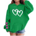 thumbnail image 3 of CPNG Girls Hoodies Tops Double Heart Print Long Sleeve Hooded Sweatshirts with Front Pocket Kids Loose Fit Daily Pullover Sweatshirt, 3 of 5