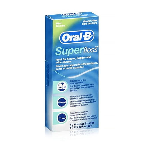 OralB Super Floss For Braces, Bridges and Wide Gaps Remove plaque