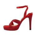 thumbnail image 3 of Lady Couture Daisy Rhinestone Heel Platform Sandal, Red, 6, 3 of 5