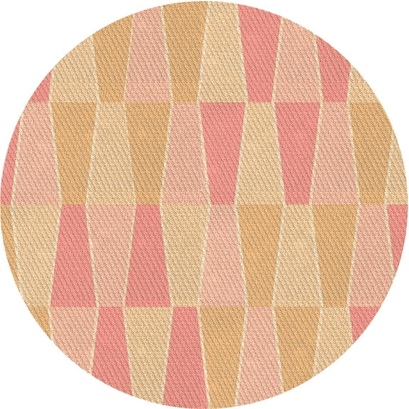 Ahgly Company Indoor Round Patterned Construction Cone Orange Area Rugs, 4' Round