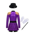 thumbnail image 2 of YUUMIN Shiny Showman Halloween Dress-up for Girls Sequins Biketard Dance Dress Ringmaster Circus Show Dancewear Purple-B 12, 2 of 4