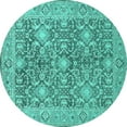 thumbnail image 1 of Ahgly Company Machine Washable Indoor Round Oriental Turquoise Blue Industrial Area Rugs, 6' Round, 1 of 4