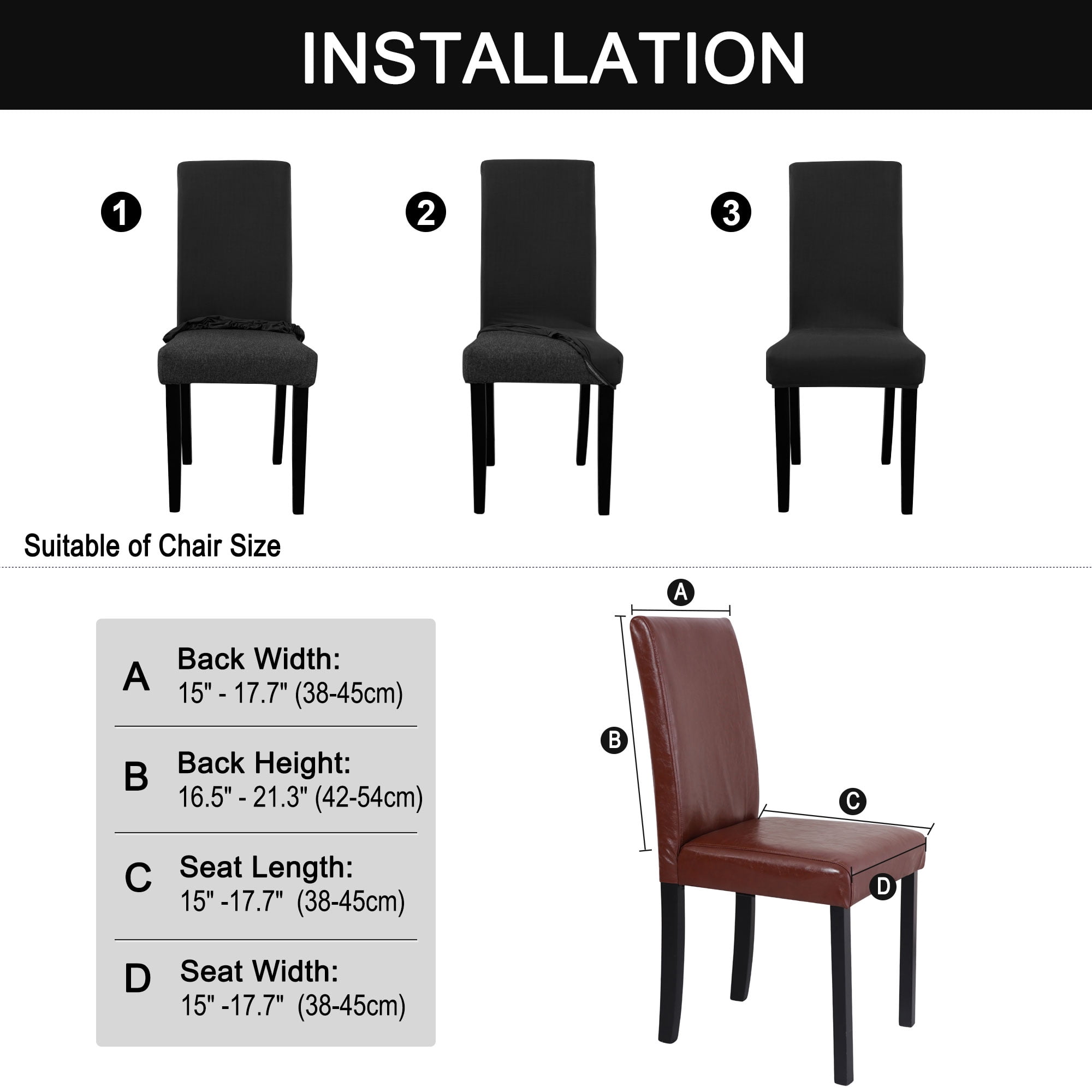 Unique Bargains Spandex Solid  Dining Chair Covers Protector Slipcovers Black 2 Pcs