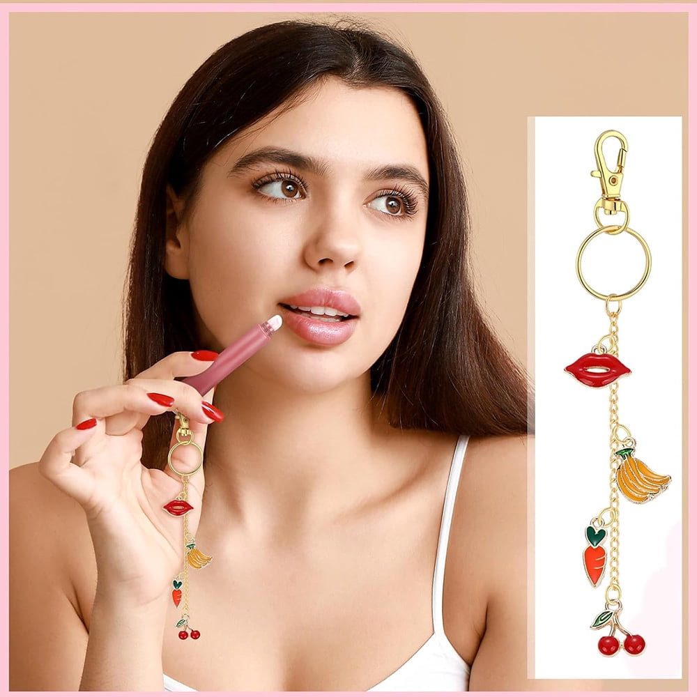 Januofit  213 Pcs Lip Gloss Keychain Making Kit 100 Pink Enamel Charms 32.81 ft Gold Chains for DIY Crafts Women(Stylish)