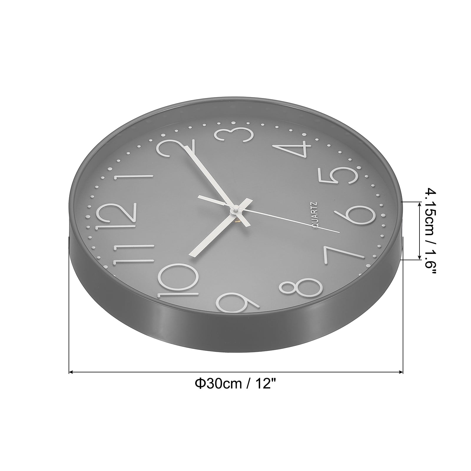 Uxcell 12" Wall Clock Battery Operated Silent Non Ticking Round Clock, Gray