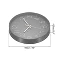 thumbnail image 2 of Uxcell 12" Wall Clock Battery Operated Silent Non Ticking Round Clock, Gray, 2 of 6