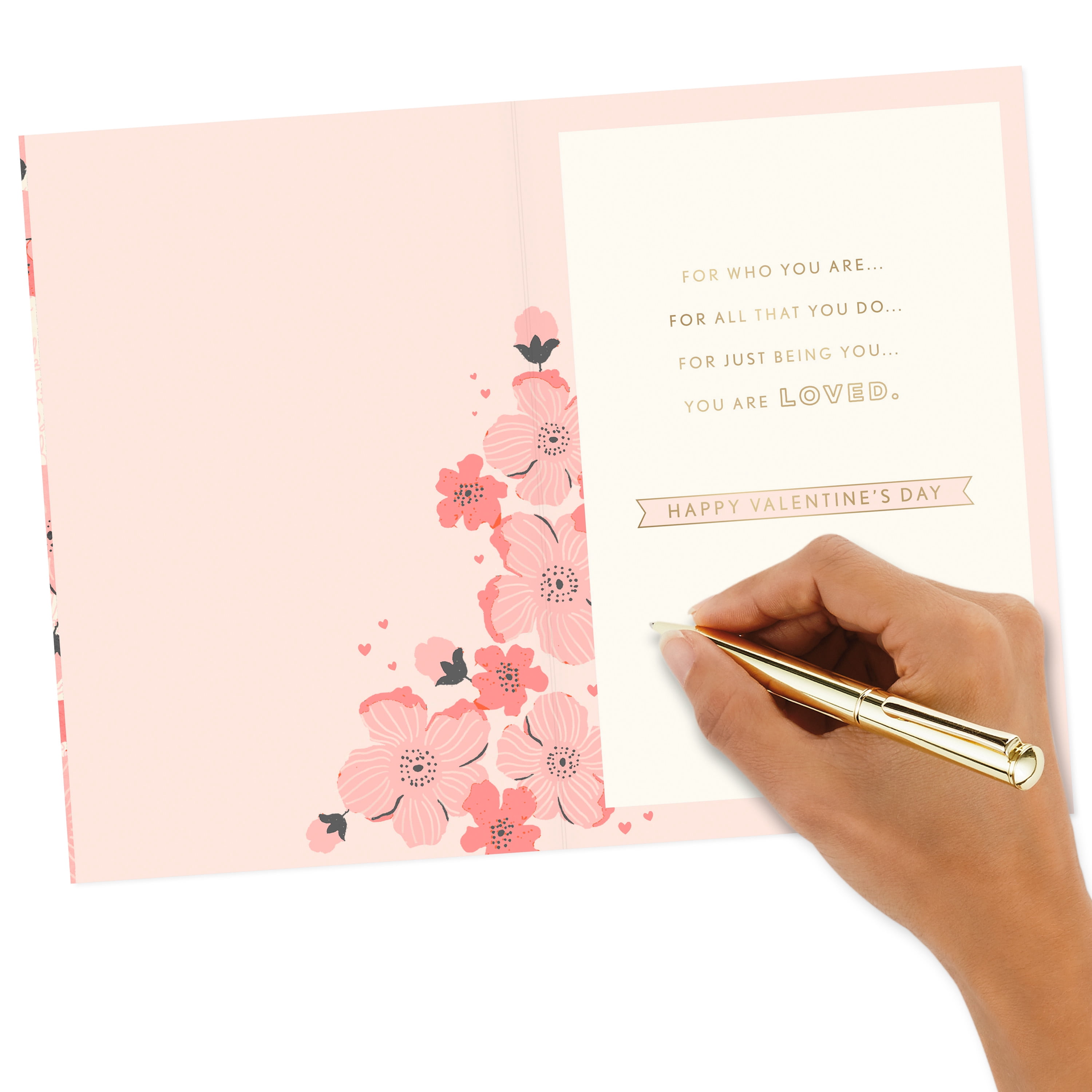 Hallmark Valentine's Day Greeting Card (You Are Loved Pink Flowers)