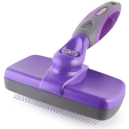 HERTZKO Self-Cleaning Slicker Brush for Dogs and Cats Pet Grooming Dematting Brush Easily Removes Mats, Tangles, and Loose Fur from The Pet’s Coat (Sensitive Skin)