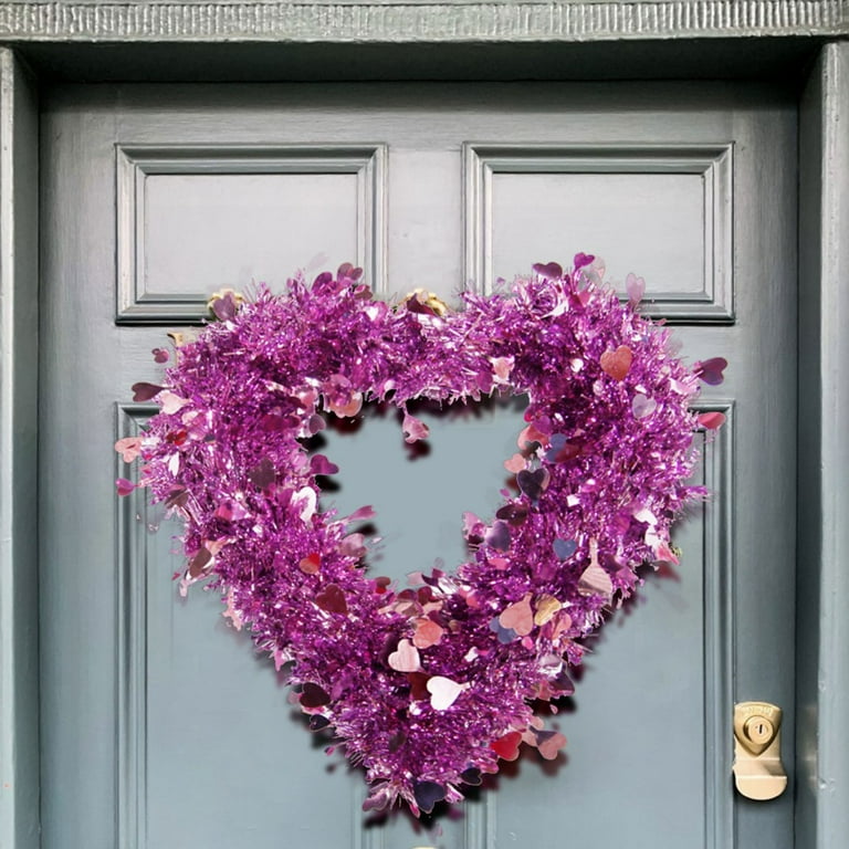 Decorative Purple Metal Heart Decor/Ornament With Flowers