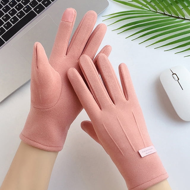 Gants Roses Mitaines Femmes Automne Hiver Garder au Chaud Écran Gants Fins Cyclisme Conduite Mode Élégant Lettrage Marque Coupe-Vent