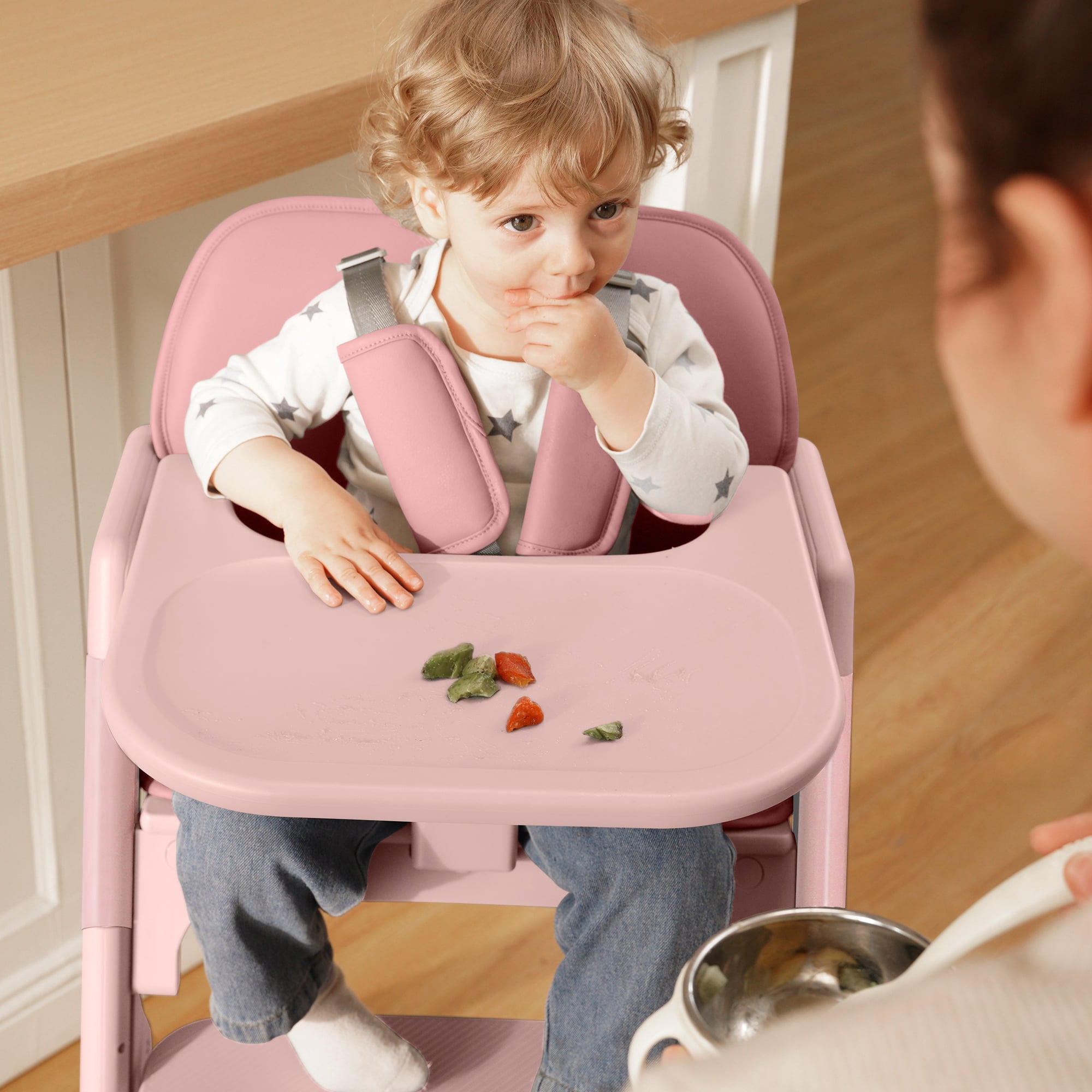 Babyeap 4in1 Convertible Baby High Chair, Transitions from Baby to Adult Stool, 8-Level Adjustable, Foldable, Removable Tray, Gray