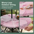 thumbnail image 3 of Round Outdoor Tablecloth with Umbrella Hole and Zipper, Marble Pink Fitted Table Cover with Elastic Edge for 55-60 Inch, Modern Abstract Ink Painting Luxury Waterproof Patio Tablecoths for Picnic, 3 of 9