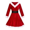 thumbnail image 1 of HOWPAY Costumes pour Femmes Noël Père Noël Robe Décontractée avec Ceinture Costume Cosplay Manches Longues Babydoll 2 Pcs Tenues de Fête Rouge P, 1 of 8