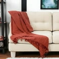 thumbnail image 5 of Burnt Orange Knitted 100% Cotton Throw Blanket, 5 of 5