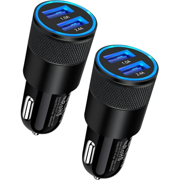 Car Charger, [2Pack/3.4a] Fast Charge Dual Port USB Cargador Carro Lighter Adapter for iPhone 15 14 13 12 11 Pro Max X XR XS 8 Plus 6s, iPad, Samsung Galaxy S23 S22 S21 S10 Plus S7 j7 S10e S9 Note 8