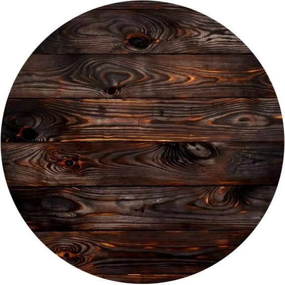 Burnt Wood Texture, Elastic Fitted Edged Round Tablecloth Fade resistant Anti-Shrink Table Cloth Washable Table Cover for Indoor or Outdoor and anywhere you wanna use it 48"X 48"