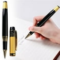 thumbnail image 2 of Mfigree Pen Pen Metal Ink Pen/Ballpoint Pen Pen Business Pen, The Tip of The Pen Unusually Smooth Writing,Stunning Black Chrome Metal Pen with Golden Trim for Professional, Executive, Office, 2 of 9