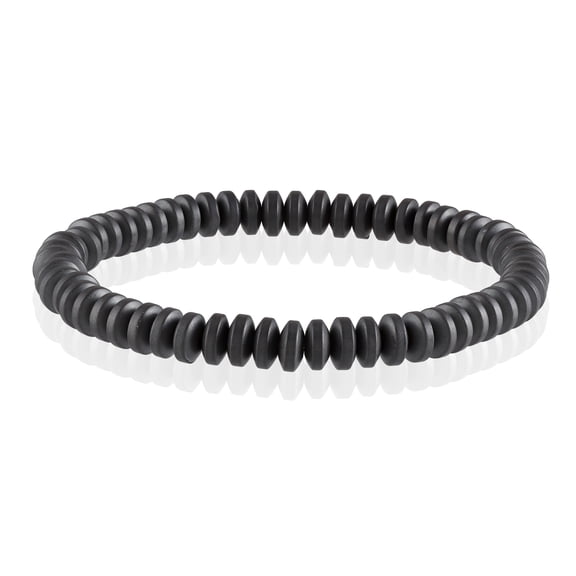 Gemshiner Black Hematite Beaded Stretch Bracelet for Women, 6mm Rondelle Hematite Gemstone Beads, Handmade Elastic Bracelet, 7 in (18 cm)