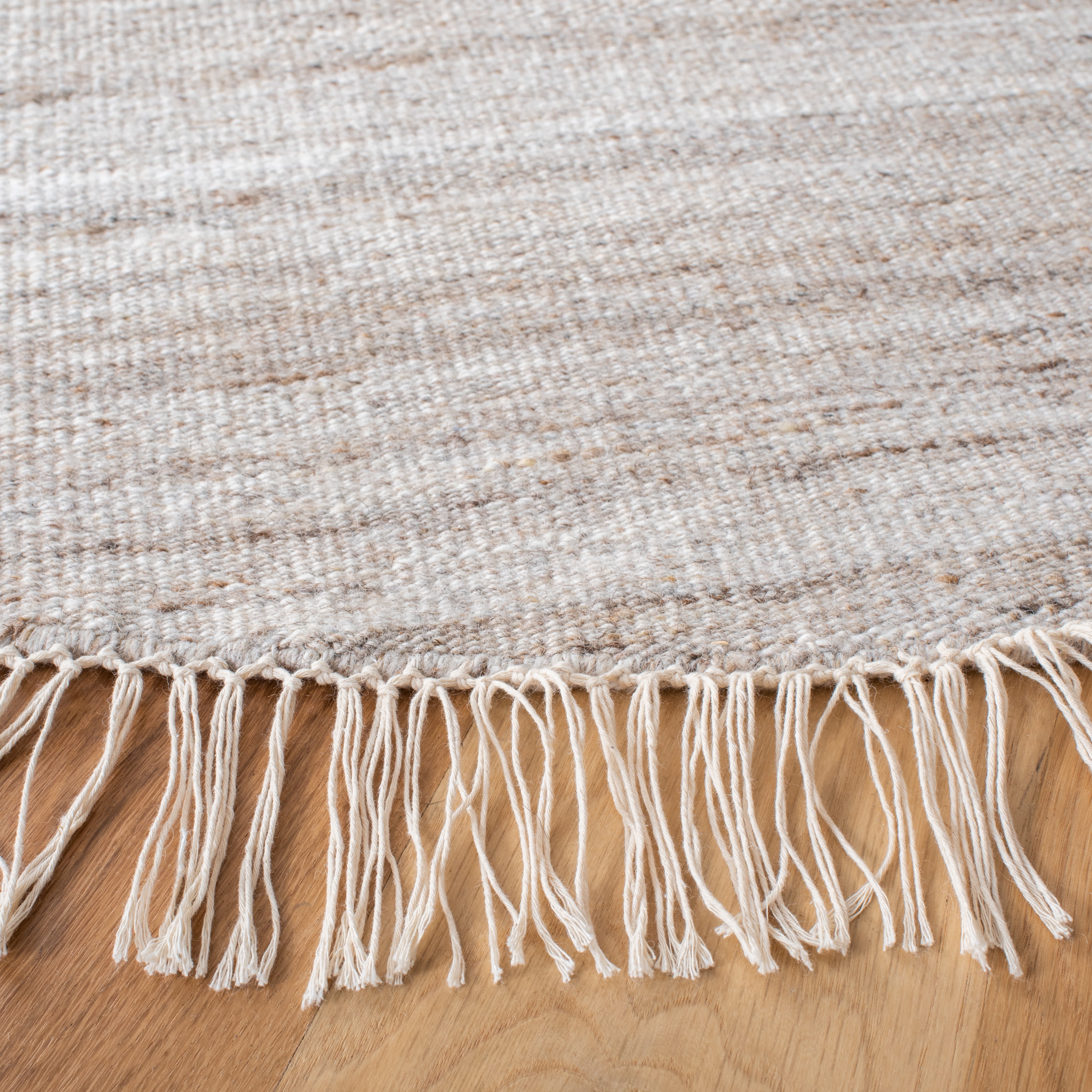 SAFAVIEH Kilim Russell Striped Area Rug, Ivory/Brown, 7' x 7' Round
