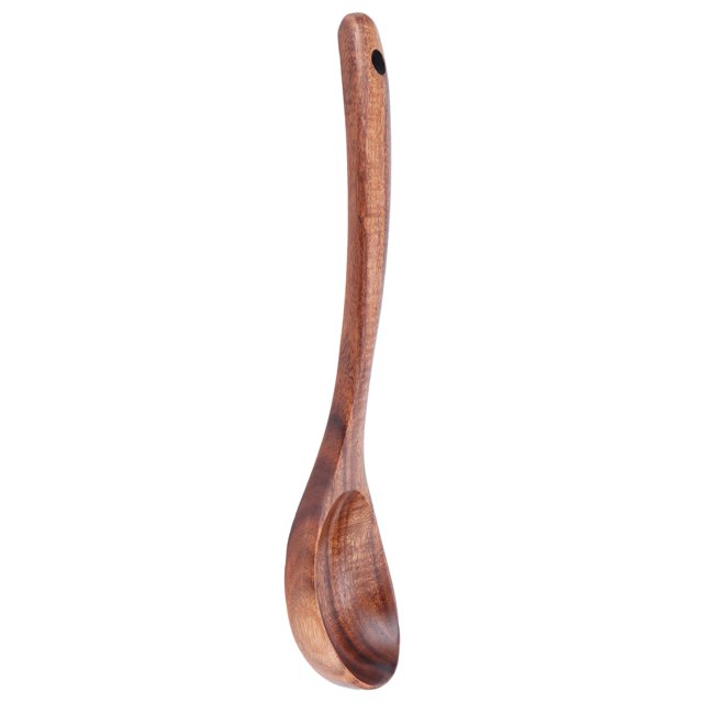 Cuchara redonda, cuchara de teca Cuchara de sopa de teca resistente y duradera Cuchara de cocina con orificio para colgar para cocina para restaurantes LYUMO Cucharas