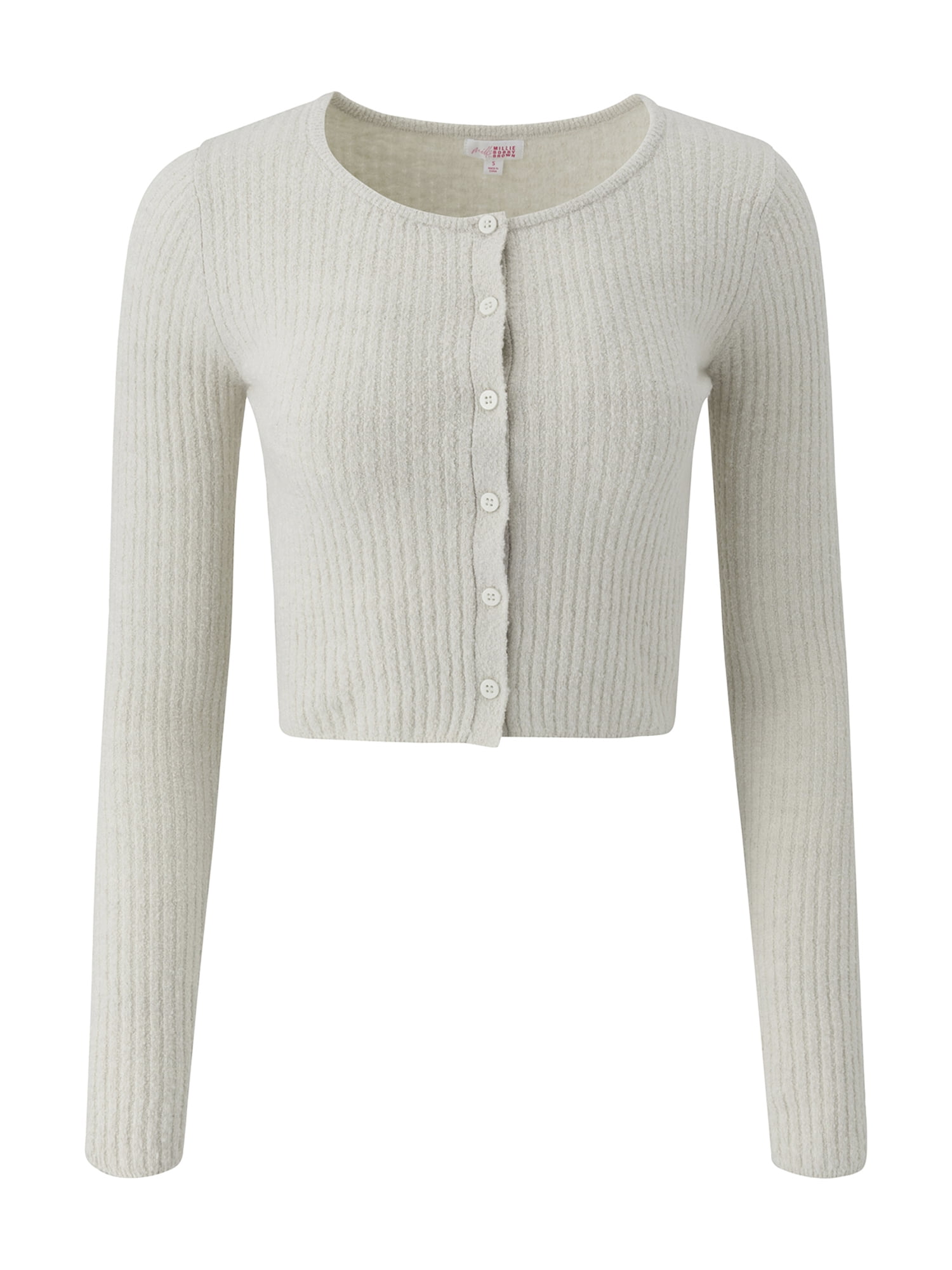 Mills by Millie Bobby Brown Women's Rib Crew Cardigan, Sizes XXS- XXL