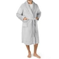 thumbnail image 3 of PAVILIA Mens Soft Robe, Plush Warm Bathrobe for Men, Long Spa Robe with Shawl Collar, Pockets, Trim Piping (Light Grey), 3 of 9