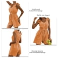 thumbnail image 4 of Mono Corto Para Mujer, Mono Corto Sin Mangas, Piernas Anchas, Cuello En V, Respetuoso Con La Piel Para Hacer Ejercicio ANGGREK Naranja L, 4 of 6
