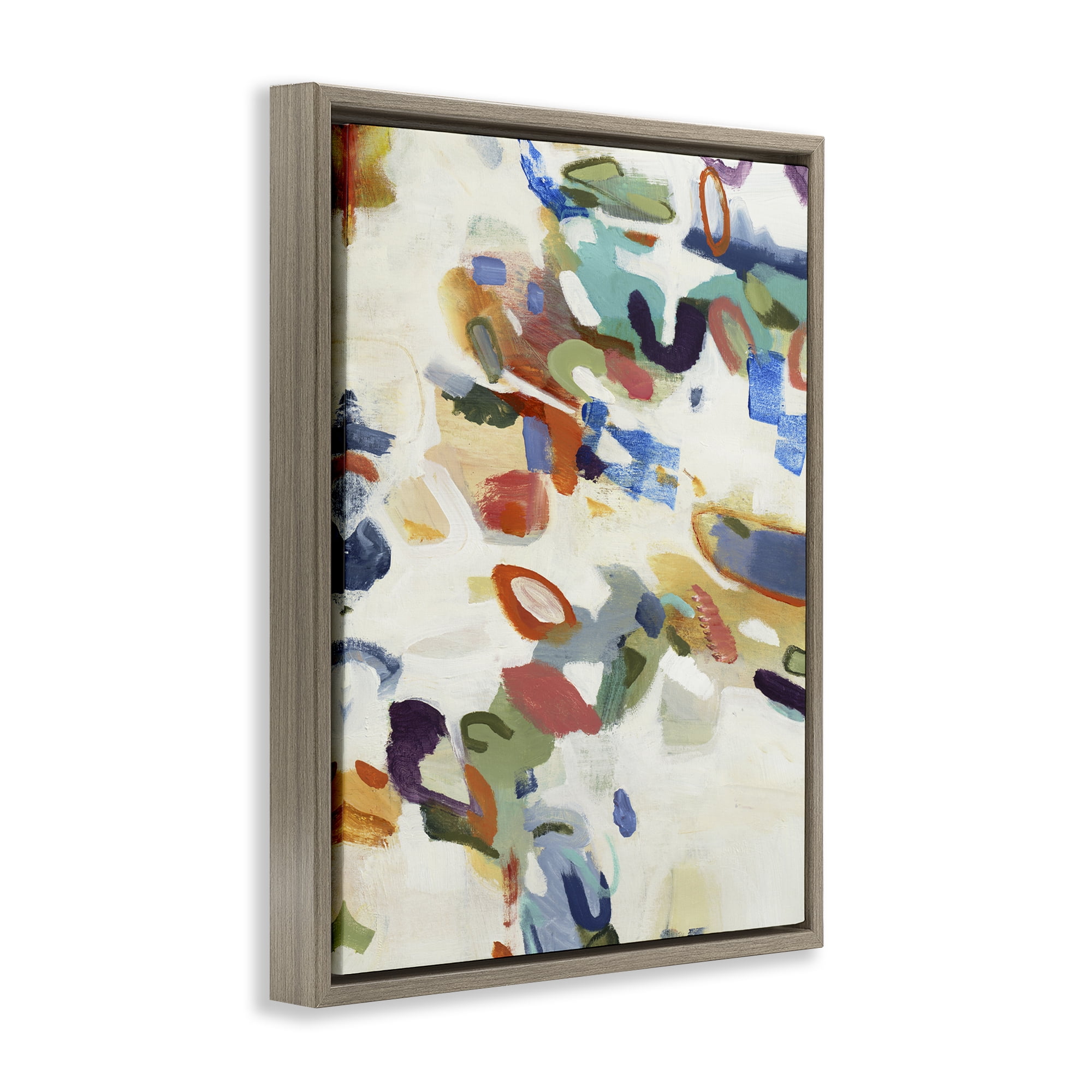 Stupell Industries Multihued Expressive Abstract Brown Framed Floater Canvas Wall Art, design by Lisa Ridgers