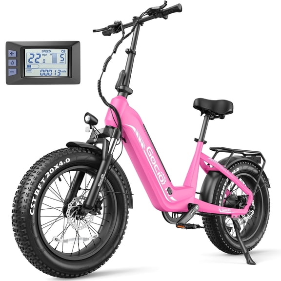 Gocio Electric Bike for Adults, 19.8MPH 500W Mountain Bike, 48V 13AH Removable Lithium-Ion Battery Ebikes, 20"x4.0" Fat Tire Electric Bicycles, 3A Fast Charge UL2849 Certified