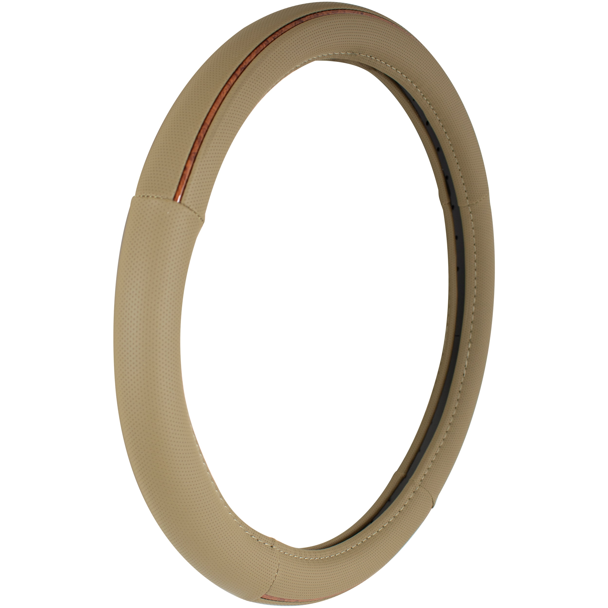 Auto Drive Tan Burl Wood Steering Wheel Cover