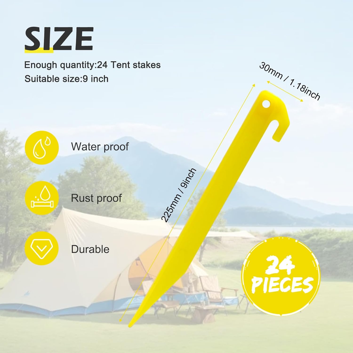 Plastic Tent Pegs Durable Spike Hook for Awning Camping Caravan, Tent Stakes for Outdoor Lawn Beach Garden Decoration and Fixation