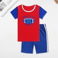 thumbnail image 2 of NOLDARES Toddler Baby Boy Summer Clothes Dinosaur Truck Print Crewneck Short Sleeve Tee Elastic Waist Cargo Shorts 2pcs Outfits(Red,2-3 Y), 2 of 6