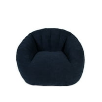 Big Joe Cloudberry Bean Bag Chair, Foam-Filled Structured Seat, Teddy Boucle, Deep Blue, Adults