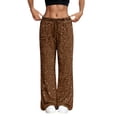 thumbnail image 5 of vigerkar Sequin Sparkle Wide Leg Pants for Women Wide Leg Sparkly Glitter Long Pants Soft Drawstring Waist Trendy Trousers (Coffee, M), 5 of 9