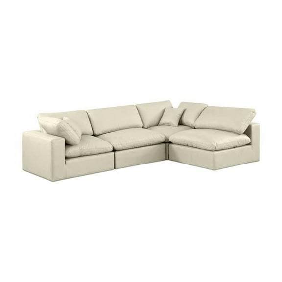 Meridian Furniture Comfy Cream Faux Leather Modular Sectional