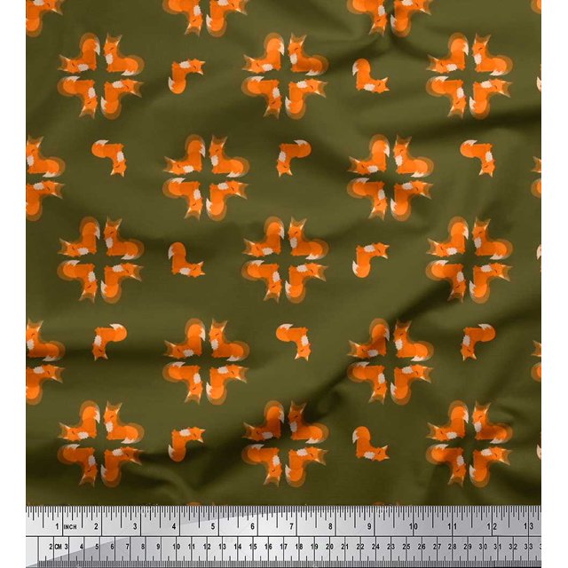 Soimoi Velvet Fabric Fox Kids Print Sewing Fabric Yard 58 Inch Wide