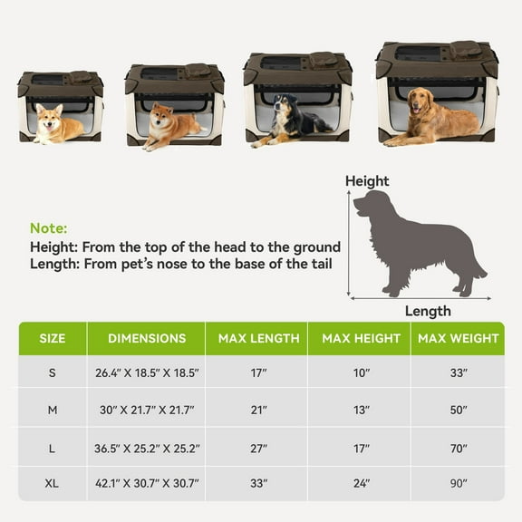 SAEWUD Collapsible Soft Dog Crate with 4 Doors – Portable Folding Pet Kennel for Travel, Camping, Car, Indoor/Outdoor Use-L - 36"
