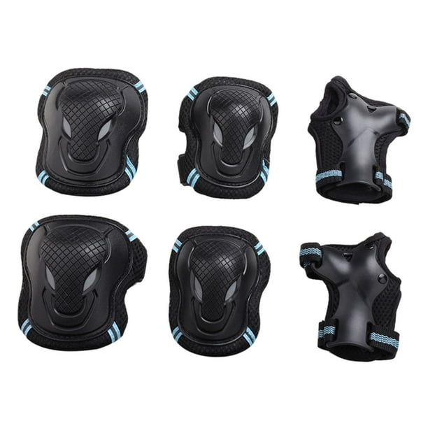 Almohadillas para las manos, coderas y rodilleras para ciclismo al aire libre, equipo de protección práctico. Azul negro