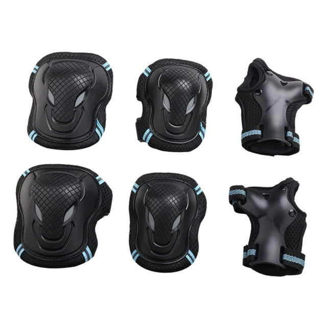 Almohadillas para el codo de mano almohadillas de niños adultos de skate, deportes al aire libre, livianos, ajustables transpirables ciclistas Azul negro