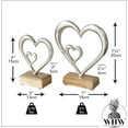 thumbnail image 3 of Eternity Double Heart Figurines, Set of 2, Hand Cast Aluminum. Mango Wood Gallery Base, 7.75 and 6 Inches, Padded Base, 3 of 6