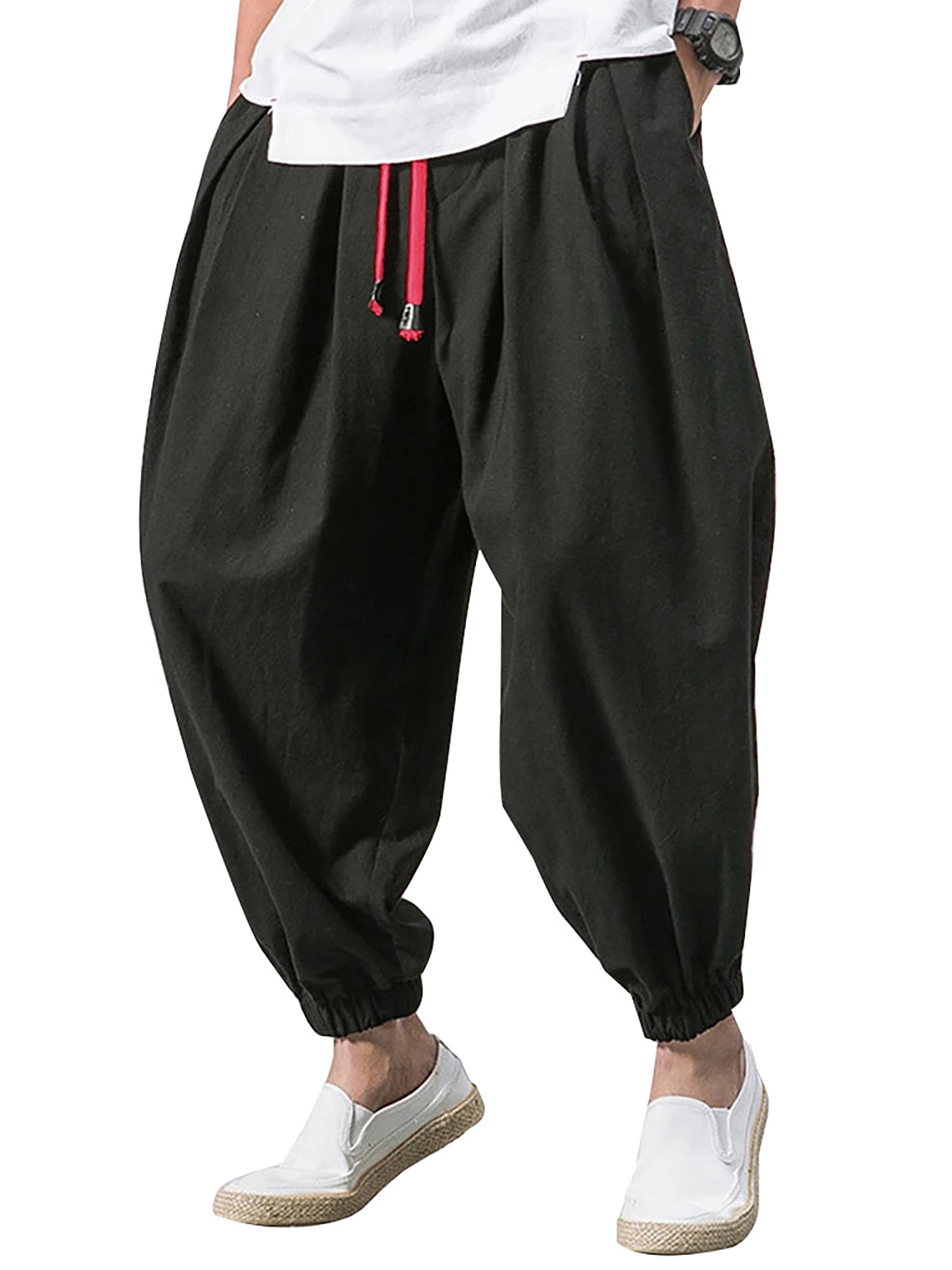 Sweatwater Mens Loose Casual Jogging Elastic Waist Solid Color Pants Trousers Sweatwater Mens Loose Casual Jogging Elastic Waist Solid Color Pants Trousers